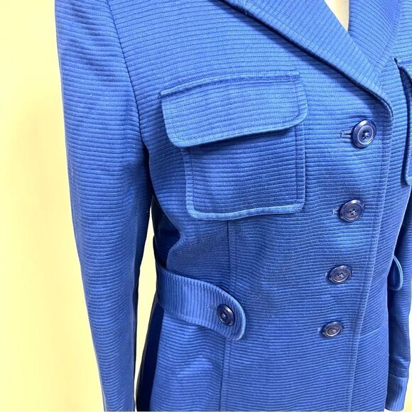 Ellen Tracy blue ribbed jacket.  Size 6 - Picture 3 of 9